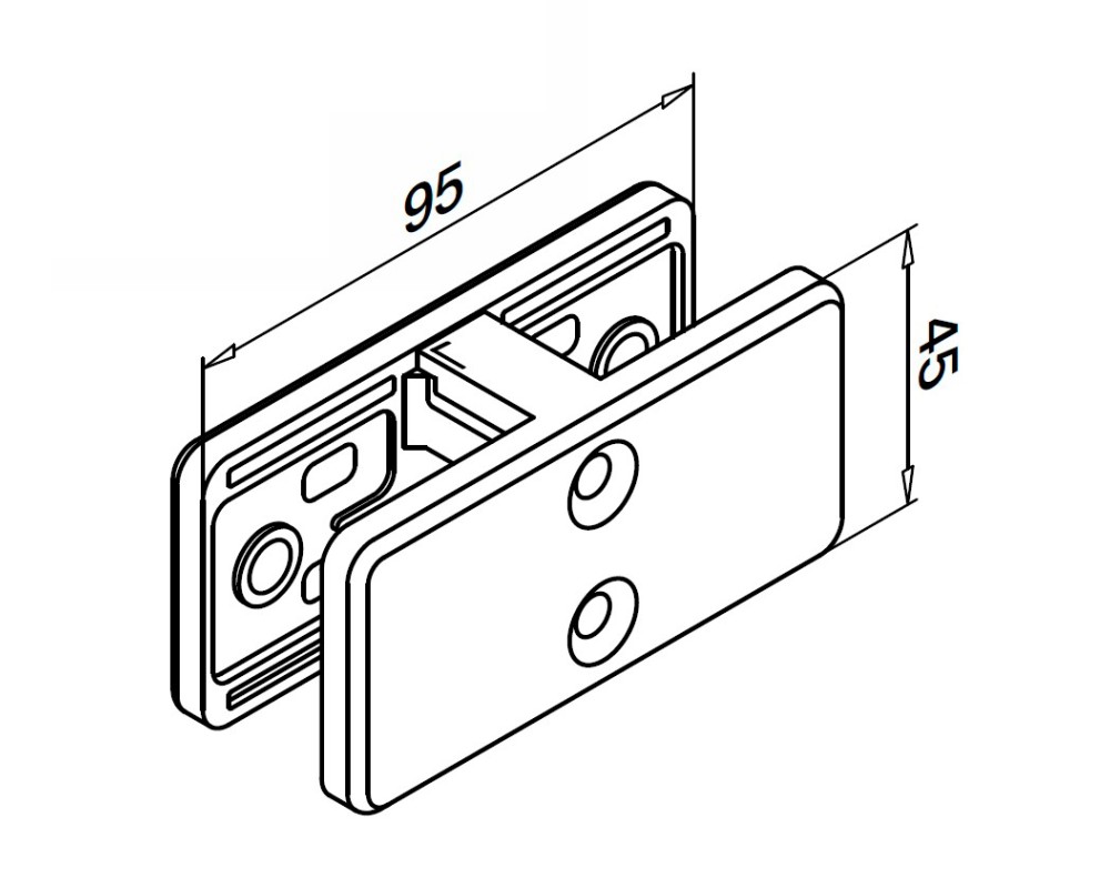 Conector rectangular para doble vidrio satinado Q-railing 144270-22-12