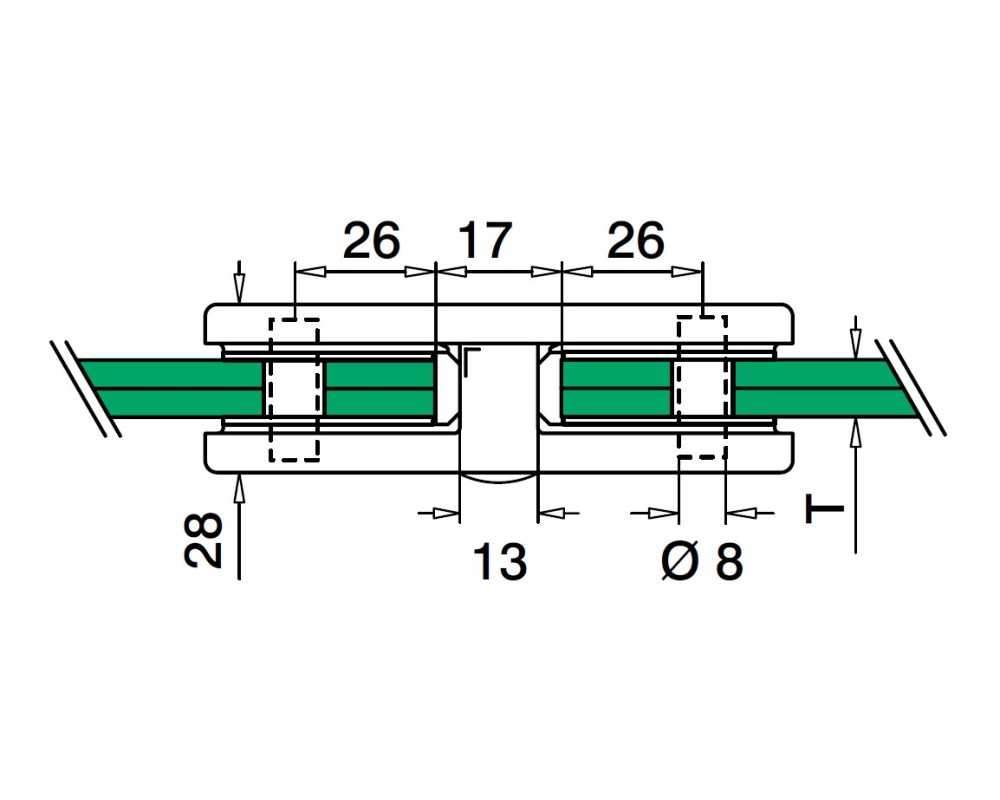 Conector rectangular para doble vidrio satinado Q-railing 144270-22-12