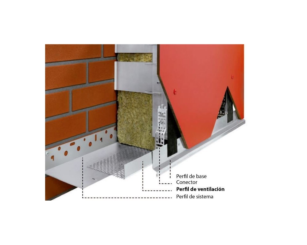 Perfil de ventilación de fachada de aluminio plegado a medida 2000x150mm