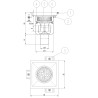 Sumidero sifónico inox 304 EG fijo 250x250mm NBR S/V Ø157 con cestillo