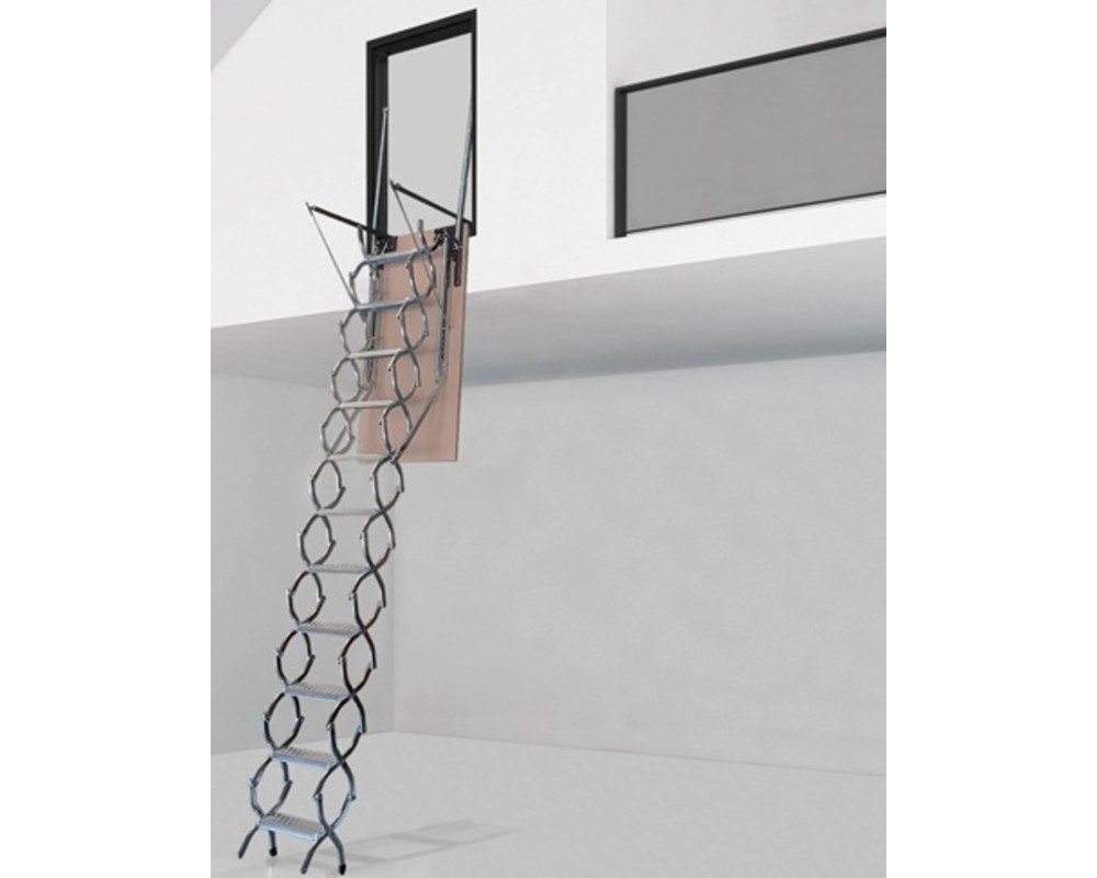 Escalera escamoteable de tijera galvanizada ZX-PARED