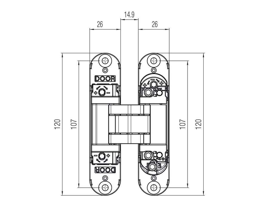 Bisagra oculta para puertas Kubi7 niquel satinado Krona Koblenz K 7000 NS HD