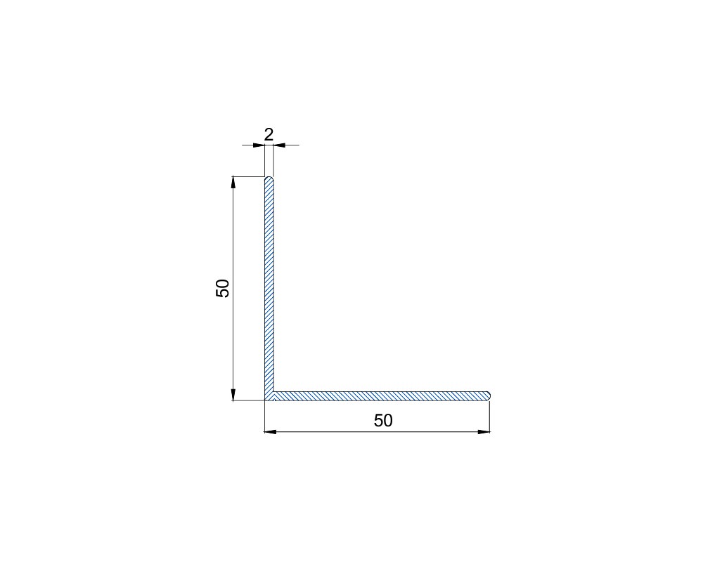 Perfil L escuadra aluminio lacado negro fachada ventilada 50/50x2mm longitud 3,1 m