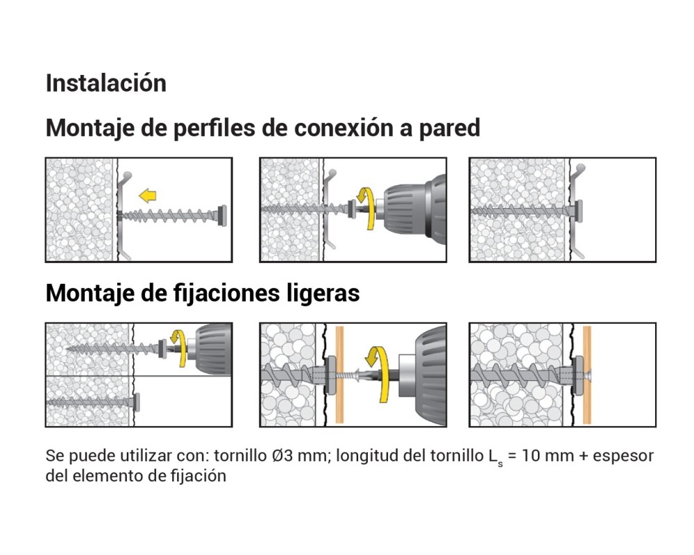 Tornillo para fijar sobre aislamiento Celo IPS 80 negro