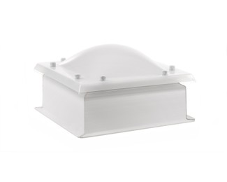 Claraboya cuadrada zócalo recto fija PVC con cúpula monovalva hielo 120x120cm