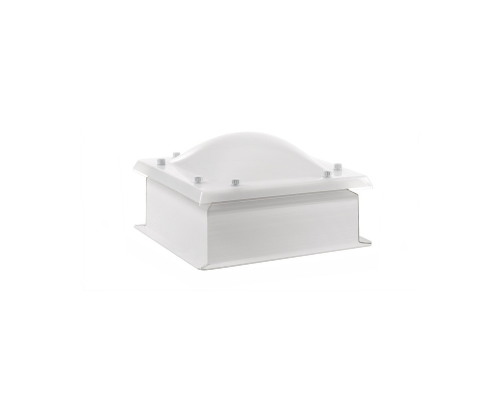Claraboya cuadrada zócalo recto fija PVC con cúpula monovalva hielo 120x120cm