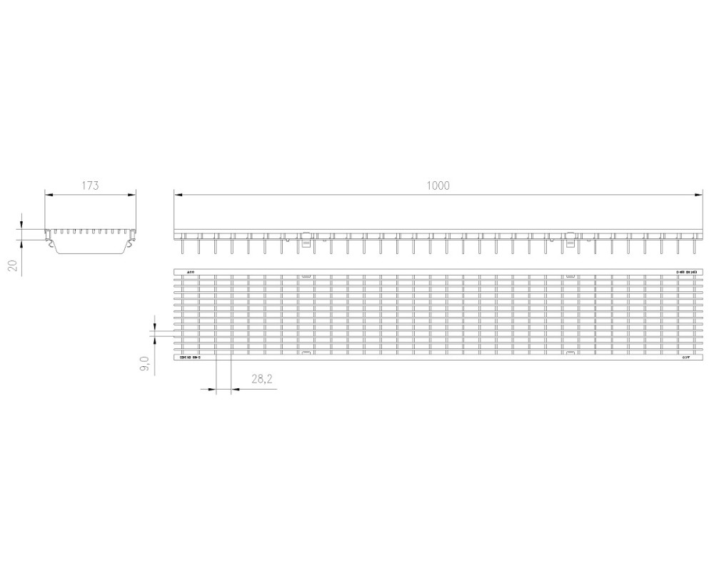 Reja pasarela de acero galvanizado para canales ACO MULTIDRAIN/ MULTILINE/XTRADRAIN 100 L1000 D400