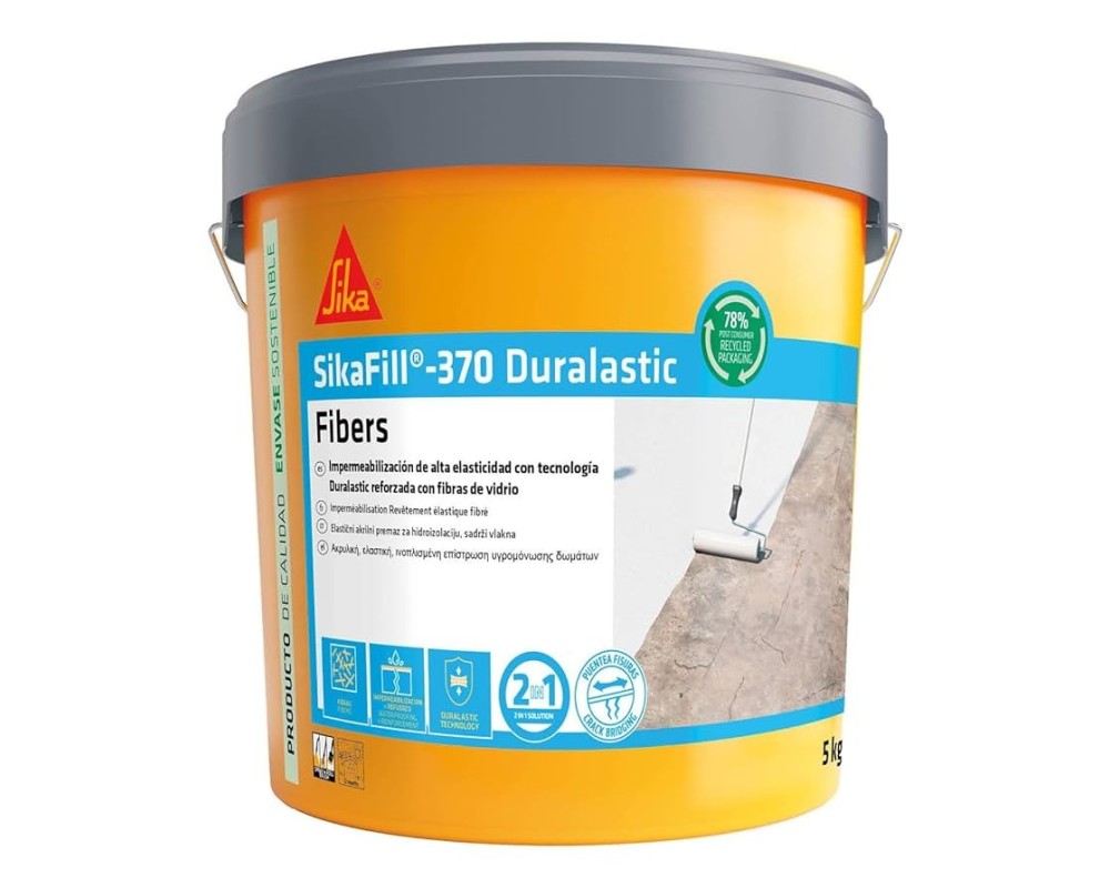Revestimiento elástico con fibras para impermeabilización Sikafill 370 rojo 5kg