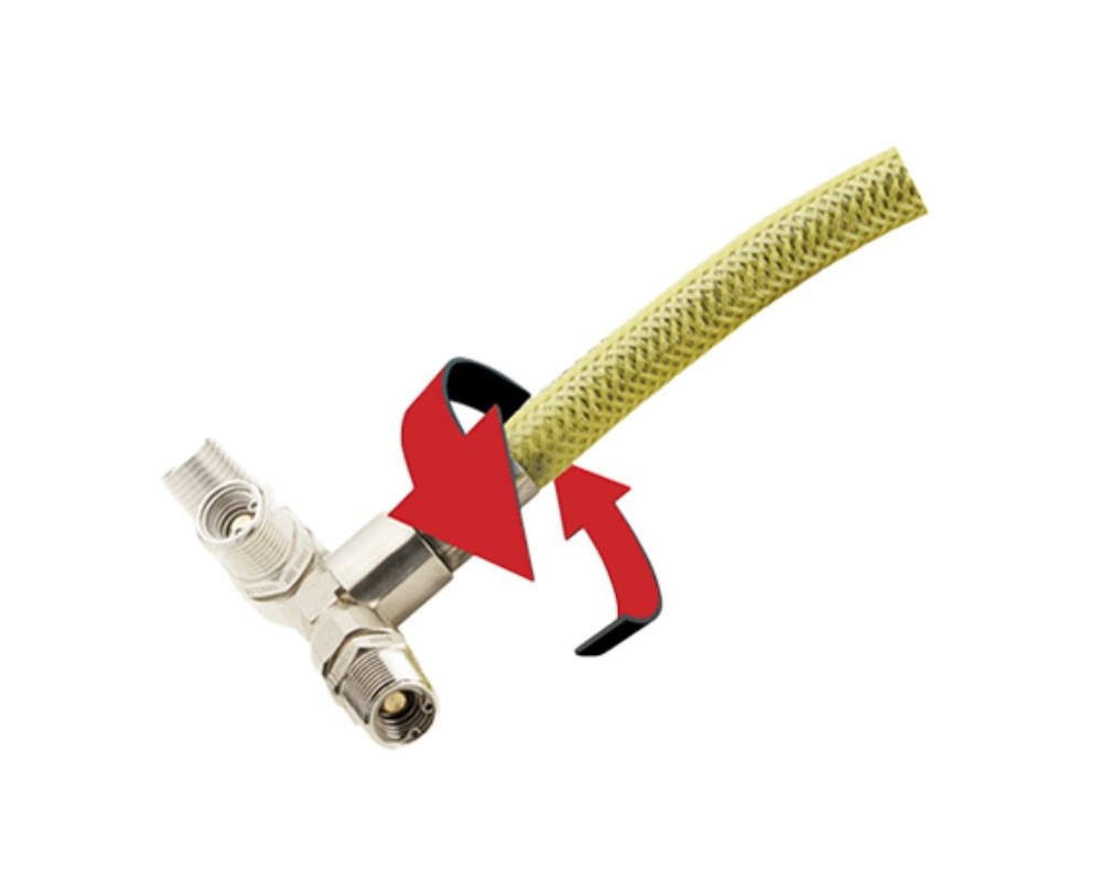 Conexión flexible giratoria Giraclick con válvula M-H 1/2"-1/2" 1500mm