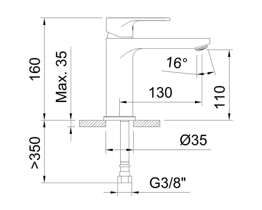 Grifo monomando para lavabo de 110 mm y 5 l/min Ch3 Topfix Rocket