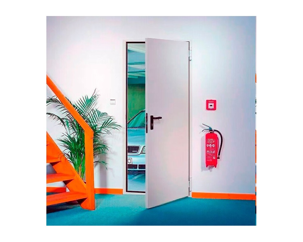 Puerta cortafuegos EI2 120 con ojo de buey Ø250mm 1000x2035mm empujar izquierda Novoferm Basis