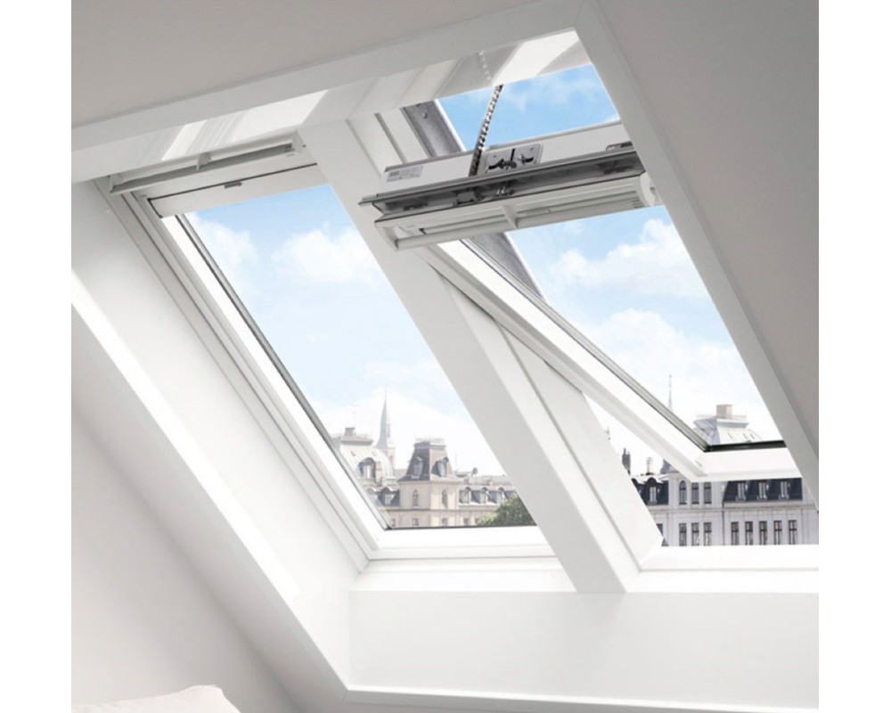 Ventana giratoria manual madera pintada blanco Velux GGL UK10 207021