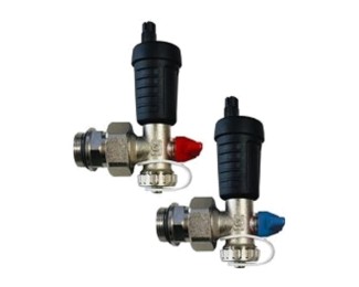 Juego de 2 purgadores automáticos y grifos de llenado para colector acero inox Roth