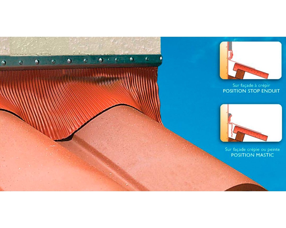 Remate contra paramento vertical plomo Solin 2000x200x1mm rojo