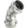 Codo prensado 45° inoxidable hembra-hembra Sanpress Viega 2326