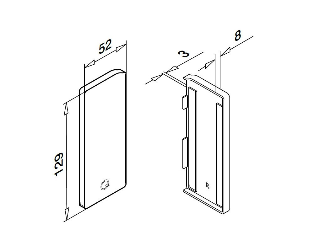 Tapón de acabado derecho Easy Glass Slim lateral con revestimiento Q-railing 8034