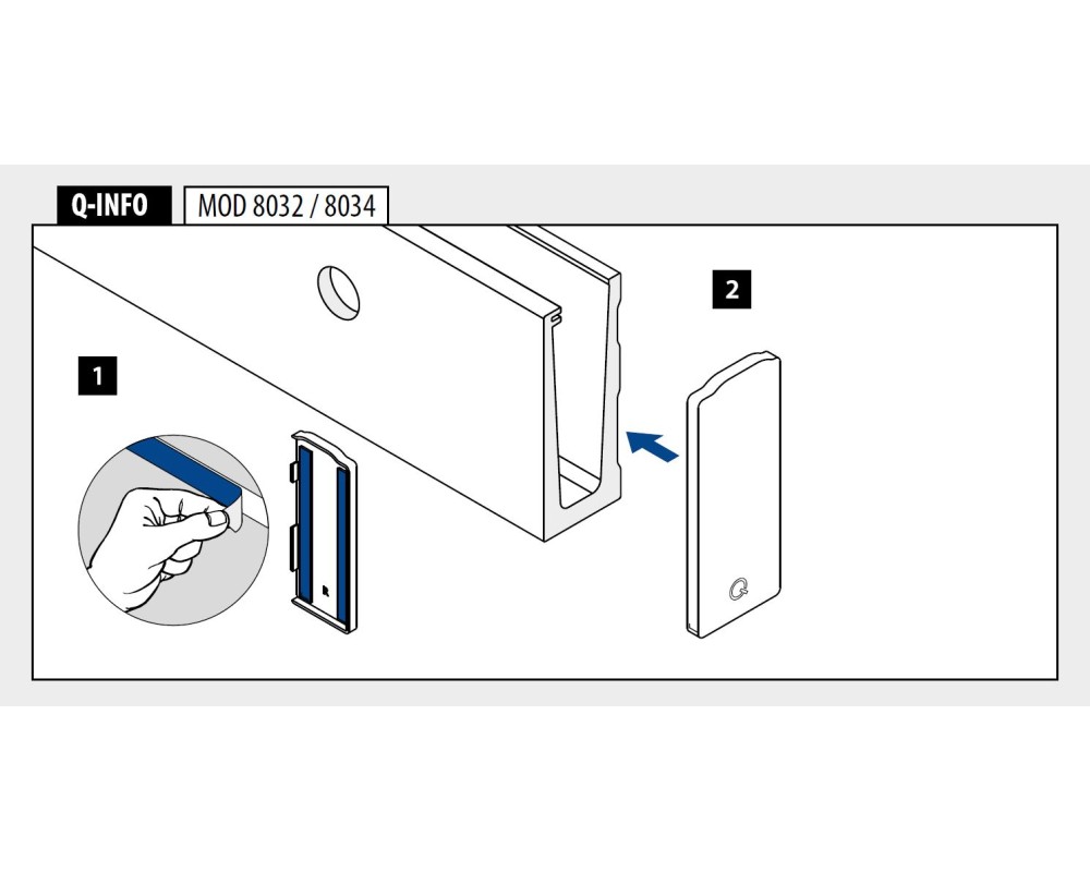 Tapón de acabado derecho Easy Glass Slim lateral con revestimiento Q-railing 8034