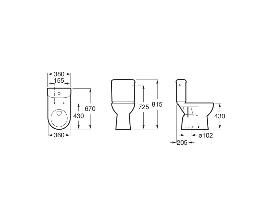 Taza con salida vertical para inodoro Roca Access A342237000