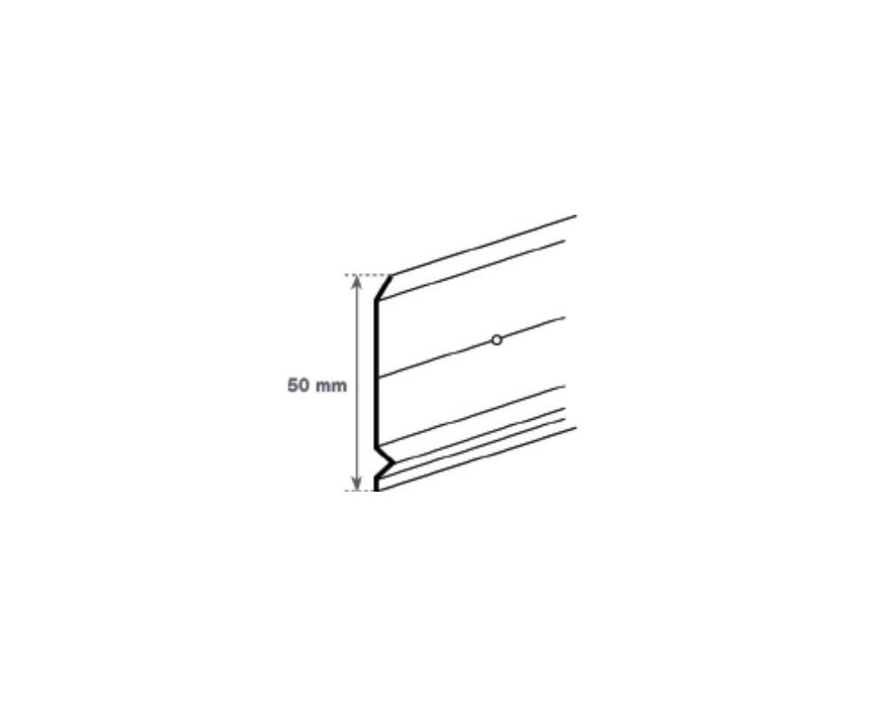 Perfil plastificado de 2000x50x1.2 mm con perforaciones de Ø6mm cada 200mm
