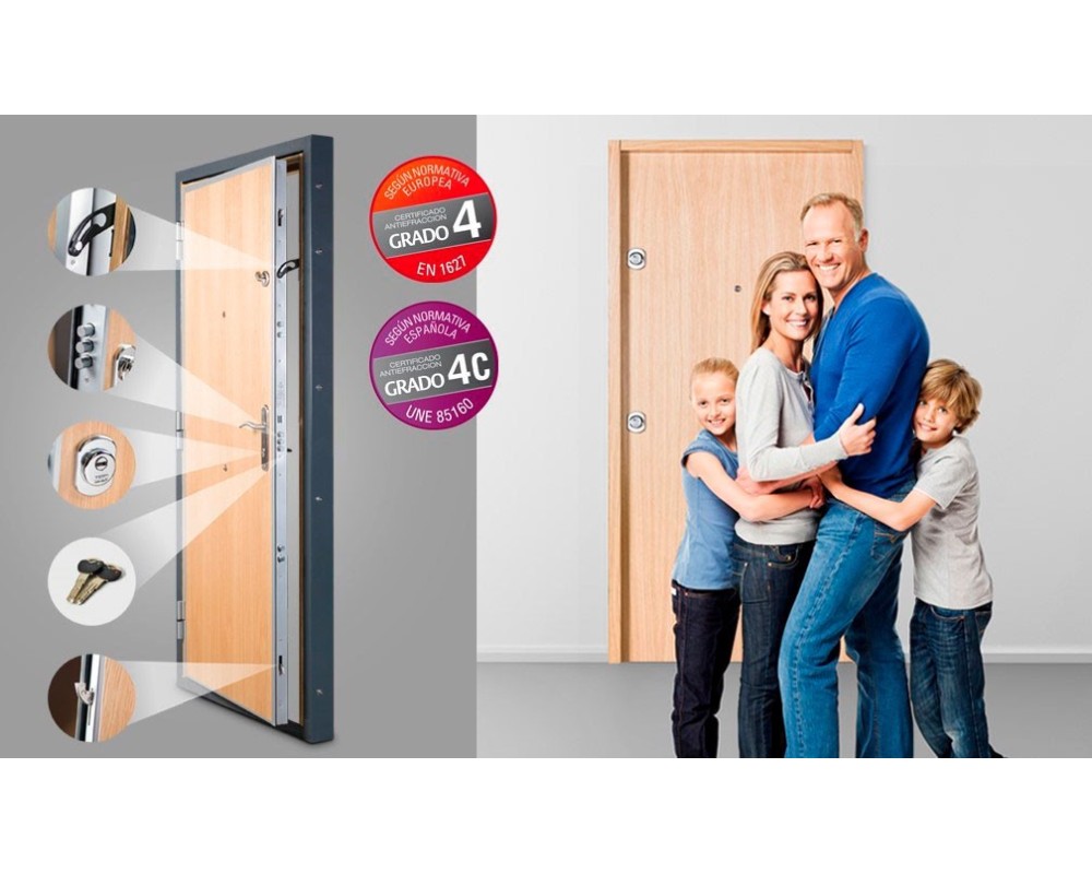 Puerta acorazada blanca 975x2065mm empujar izquierda Tesa Premium