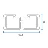 Rastrel de aluminio para soportes regulables sección 60x25mm largura 2000mm