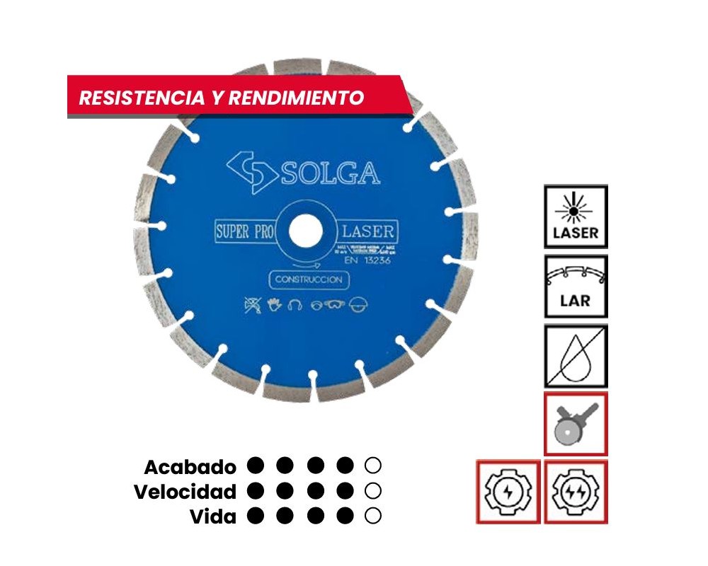 Disco diamante láser BLUE LAR segmento liso Ø230 Solga 13756230